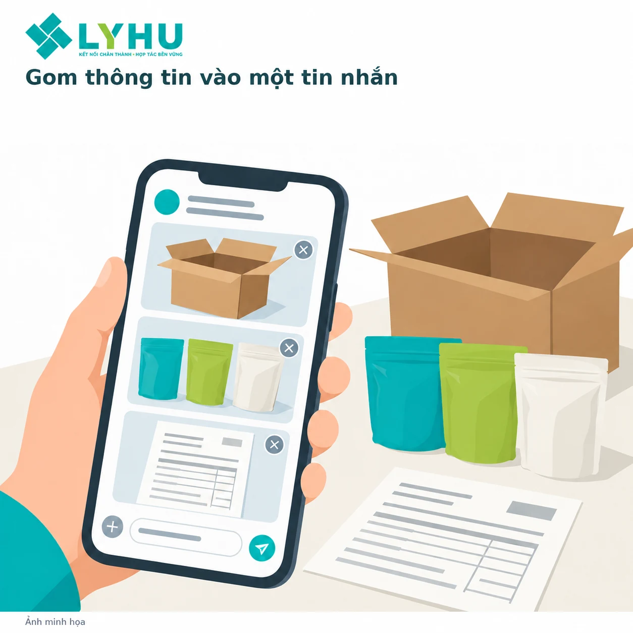 Minh họa: gom ảnh thùng, hàng và phiếu để đối chiếu